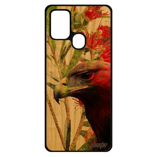 Coque Antichoc A21s Bois Naturel Silicone Aigle Fleurs Royal Rapace Design Portable Animal Caoutchouc Animaux Oiseau Samsung Galaxy