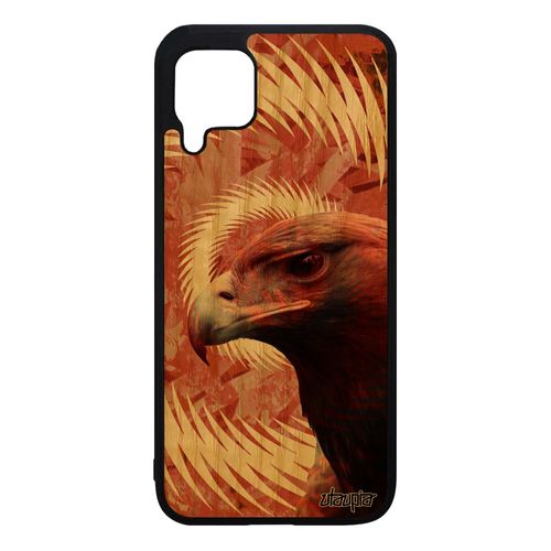 Coque Huawei P40 Lite Bois Silicone Aigle Frêne Cover Mandala Oiseau Animal Etui Orange Housse Mobile Animaux Design Texture Royal