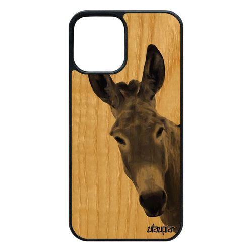Coque Iphone 12 / 12 Pro Bois Silicone Ane Design 64 Go Animal Portable Nature Mulet Gris Anesse Animaux Antichoc Bourrique De
