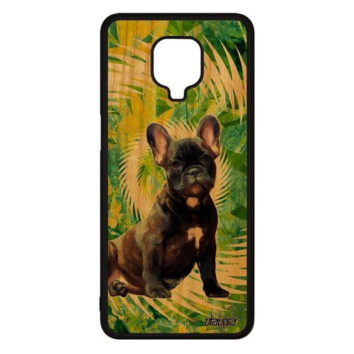 Coque Pour Xiaomi Redmi Note 9 Pro En Bois Silicone Chien Animal Vert Mignon Canin Chiot Bulldog Antichoc Animaux Design Telephone