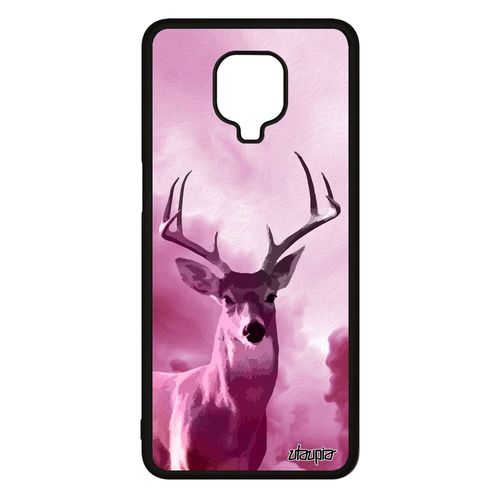 Coque Pour Xiaomi Redmi Note 9 Pro Silicone Cerf Etui Design Faon Biche Rose Nuage Cover Cervide Brame Foret Animal Smartphone