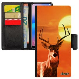 Coque Cerf Xiaomi Redmi Note 8 Pro Simili Cuir Antichoc Orange Couché De Soleil Animaux Ciel Biche Animal Smartphone Brame Foret Pu