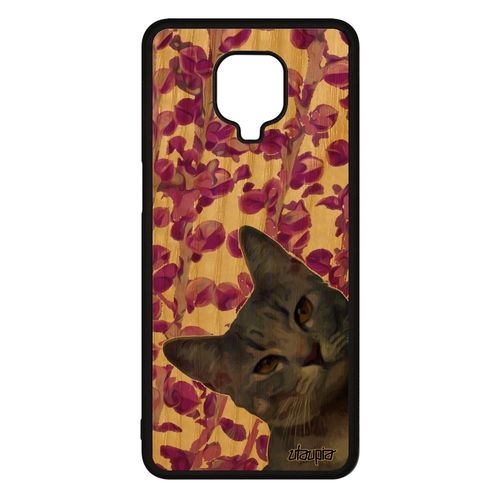 Coque Bois Pour Xiaomi Redmi Note 9 Pro Silicone Chat Chaton Rose Matou Lol Cat Case Design Nature Animaux Animal Felin Caoutchouc