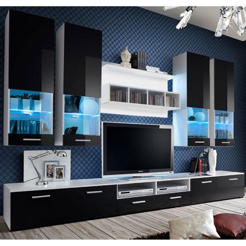 Meuble Mural Tv Arlesa Blanc Et Noir (3 M)