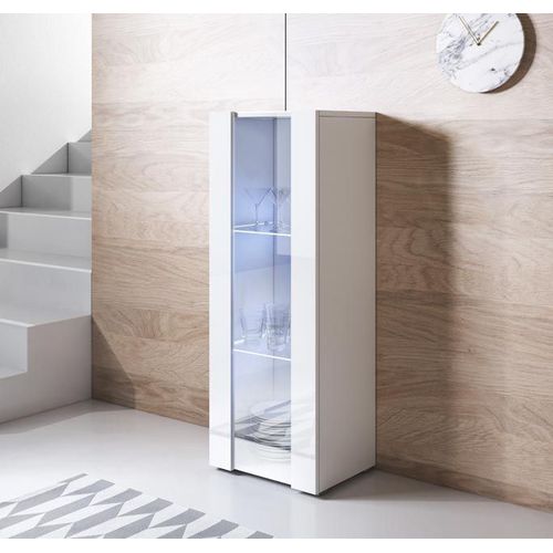 Vitrine Modèle Luke V2 (40x128cm) Couleur Blanc Avec Pieds Standard
