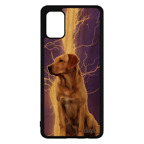 Coque De Protection Samsung Galaxy A71 Bois Silicone Chien Design Orage Animaux Violet Case Labrador Eclair Golden Retriever Chiot