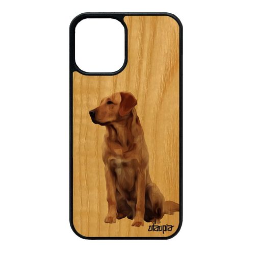 Coque Silicone Pour Iphone 12 Mini En Bois Veritable Chien Animaux Beige Labrador Souple Originale Design Case Made In France