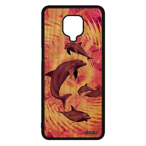 Coque Xiaomi Redmi Note 9s Bois Silicone Dauphin Design Marsouin Motif Ocean Mobile Mer Marin Mandala Souple Case Animaux Rose De