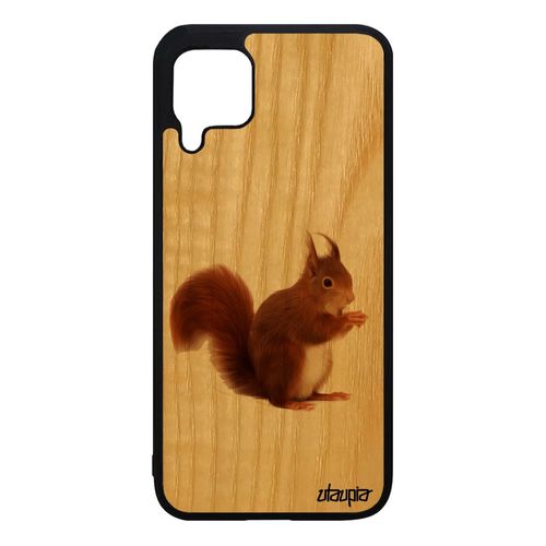 Coque En Bois Huawei P40 Lite Silicone Ecureuil Roux Orange Animal Animaux Mignon Unique De Protection Design Foret Gel Nature Etui