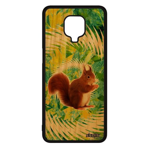 Coque Ecureuil Xiaomi Redmi Note 9 Pro Bois Silicone Vert Design Personnalisé Mandala Foret Mignon Animaux Texture Etui Case Animal