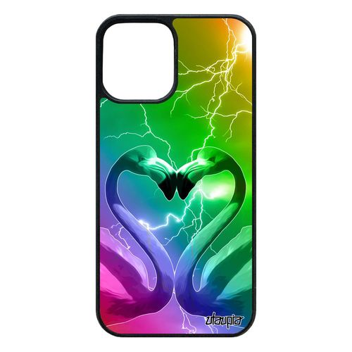 Coque Flamand Rose Iphone 12 / 12 Pro Silicone Design Love Orage Amour Oiseau Romantique Telephone Case Animaux Made In France