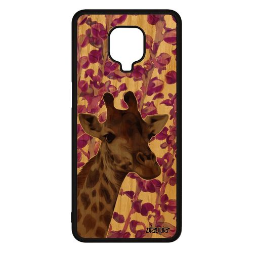 Coque Silicone Pour Xiaomi Redmi Note 9 Pro Vrai Bois Girafe Telephone Rose Animal Animaux Savane 4g Plante Tacheté Made In France