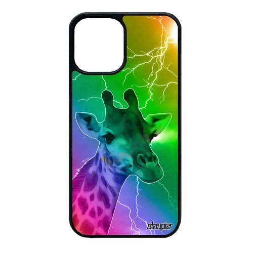 Coque Silicone Iphone 12 Mini Girafe Etui Smartphone 64 Go Dessin Arc En Ciel Animaux Tache Eclair Savane Animal Antichoc Tpu