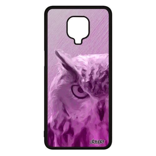 Coque Hibou Xiaomi Redmi Note 9s Silicone Texture Animaux Souple Cover Etui Oiseau Effet Design Case Rose Chouette Animal Rigide De