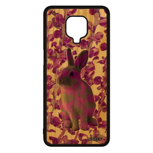 Coque Lapin Xiaomi Redmi Note 9 Pro En Bois Silicone Mignon Lapine Etui Lièvre Rose Animal Animaux Design Belier Original Telephone
