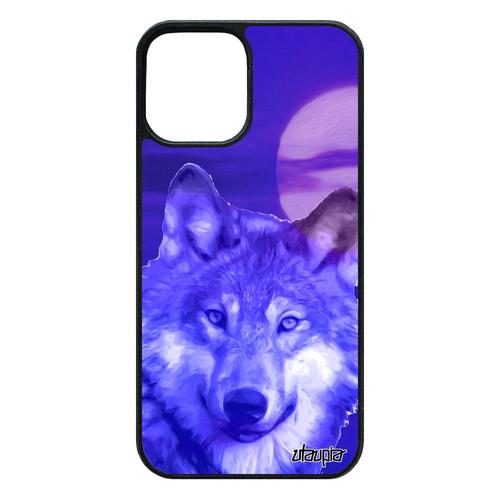 Coque Iphone 12 / 12 Pro Silicone Loup 256 Go Predateur Bleu De Protection Telephone Ciel Animal Alpha Lune 4g Made In France