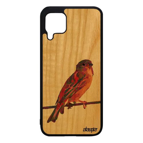 Coque Huawei P40 Lite Bois Silicone Oiseau Moineau Original Portable Petit Case Nature Telephone Smartphone Design Violet De