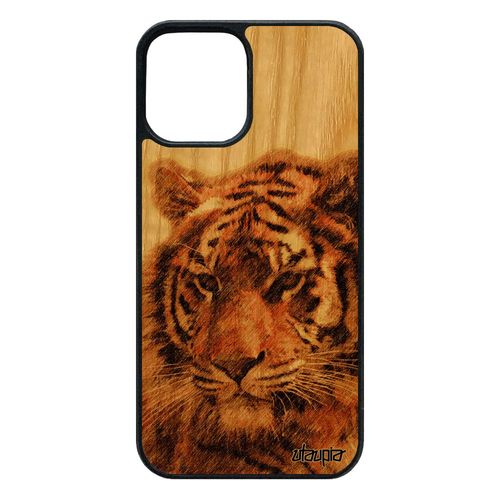 Coque En Bois Tigre Iphone 12 / 12 Pro Silicone Predateur Fauve Marron Design Nature Portable Felin Housse 64 Go Animaux De