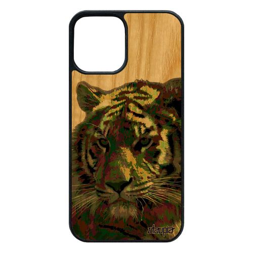 Coque Tigre Pour Iphone 12 / 12 Pro En Bois Silicone Felin Vert Predateur De Tasmanie Portable Tigresse Moderne Animaux Design