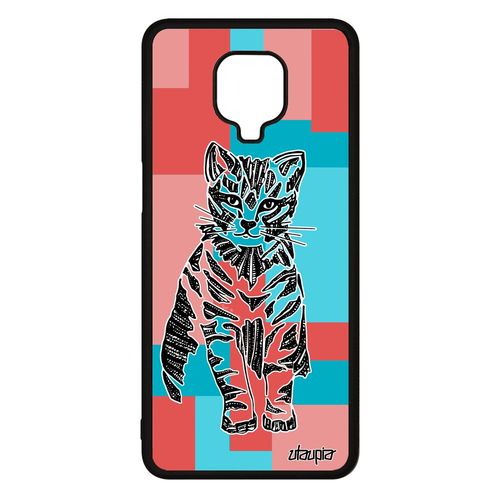 Coque Xiaomi Redmi Note 9 Pro Silicone Chat Mignon Felin Caoutchouc Rose Geometrique Chaton Petit Case Azteque Homme Fantaisie Carré