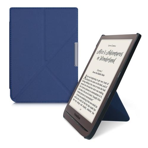 Kwmobile Étui Pour Liseuse Électronique Compatible Avec Pocketbook Inkpad 3 / 3 Pro / Color - Housse À Rabat En Simili Cuir Bleu Foncé