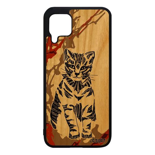 Coque Bois Pour Huawei P40 Lite Silicone Chat Petit Ethnique Animal Frêne Art Azteque Marron Tigré Mignon Dessin Tribal Motif Chaton