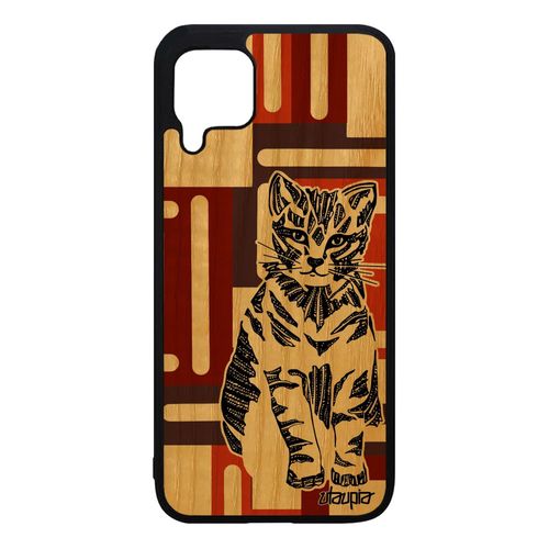 Coque Bois Chat Huawei P40 Lite Silicone Mignon Chaton Cube 4g Antichoc Azteque Petit Motif Ethnique Animaux Marron Tribal Telephone