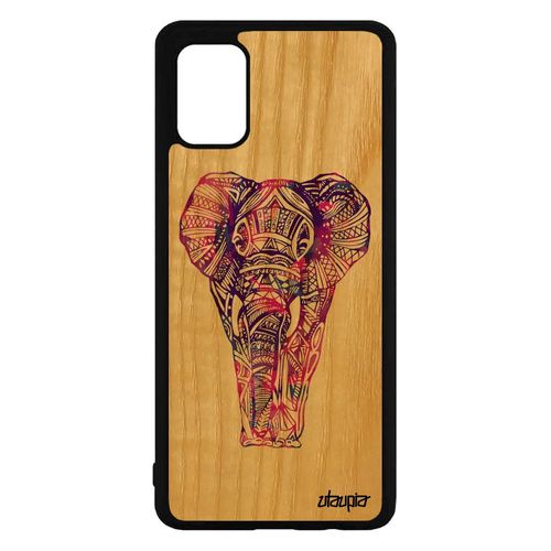 Coque Silicone Pour Samsung Galaxy A71 Bois Elephant Multicolore Housse Smartphone Dessin D'afrique Azteque Pastel Animaux Violet De