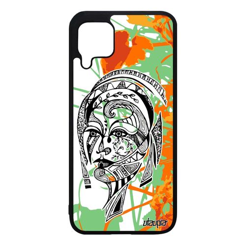 Coque Huawei P40 Lite Silicone Femme Motif Smartphone Azteque Fleur Feuilles Orange Fille Coloré Antichoc Ethnique Tatouage Dessin