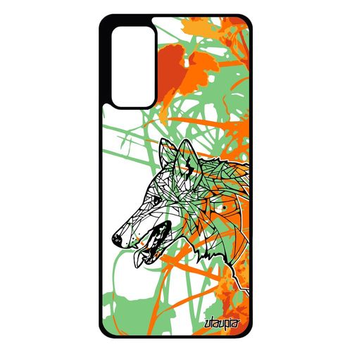 Coque Samsung Galaxy S20 Fe Silicone Loup Jolie Dessin Nature Husky Alpha Animaux Feuilles Orange Garcon Chien Housse Motif Tribal