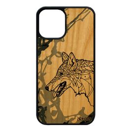 Coque Iphone 12 Mini Bois Silicone Loup Couleur Cover Husky Portable Tatouage Rigide Animaux Art Azteque Ethnique Gris Chien