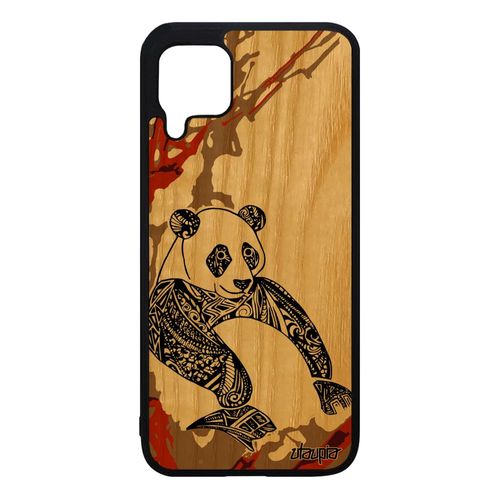 Coque Bois Silicone Huawei P40 Lite Panda Housse Case Smartphone Art Azteque Bamboo Ethnique Marron Dessin Ecologie Animal Graphique