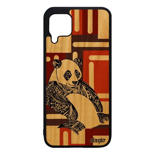 Coque Silicone Antichoc Huawei P40 Lite En Bois Panda Geometrique Cube Personnalisé Original Marron Asie Animaux Telephone Fantaisie