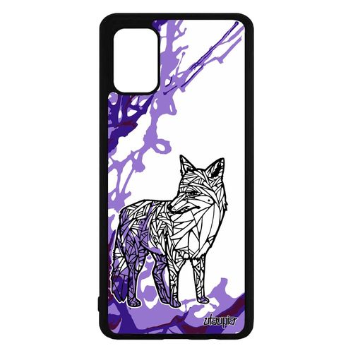 Coque Pour Samsung Galaxy A71 Silicone Renard Malin Art Smartphone Original Violet Case Dessin Peinture Tribal Animal De Protection