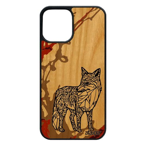 Coque Pour Iphone 12 / 12 Pro En Bois Silicone Renard Roux Antichoc Housse 64 Go Smartphone Tribal Ethnique Malin Marron