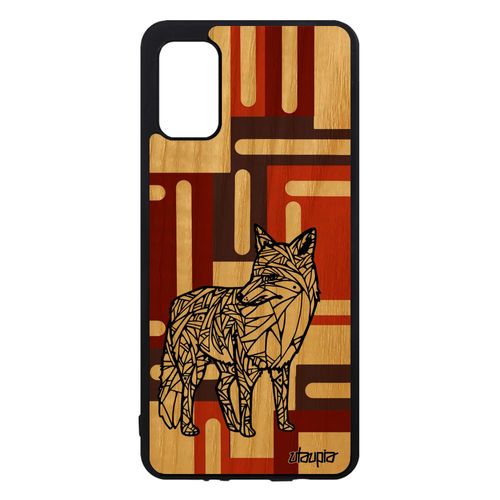 Coque Pour Samsung Galaxy A41 Bois Silicone Renard Cube Bumper Personnalisé Tribal Marron Geometrique Animaux Ethnique Etui Dessin