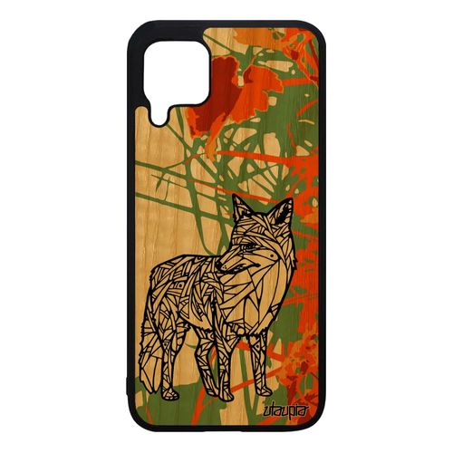Coque Pour Huawei P40 Lite En Bois Silicone Renard Futé Fille Polaire Telephone Dessin Motif Azteque Orange Tribal Animaux Case De