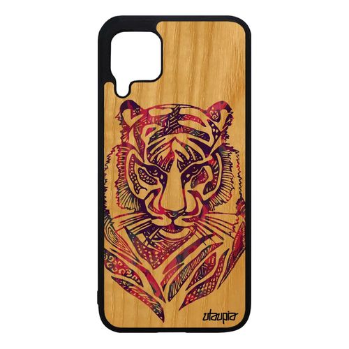 Coque Bois Huawei P40 Lite Silicone Tigre Femme Fille Violet Antichoc Rigide Tribal Animaux Azteque Motif Multicolore Dessin Fauve