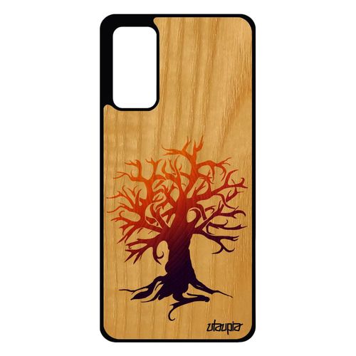 Coque Silicone Samsung Galaxy S20 Fe Bois Naturel Peinture Arbre Nature Ecolo Artistique Orange Zen Etui Telephone Motif Foret