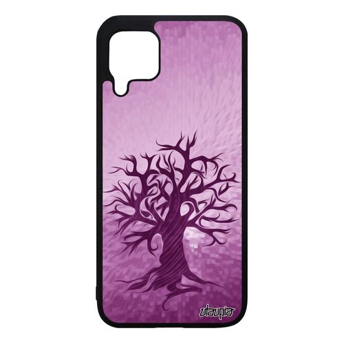 Coque Huawei P40 Lite Silicone Peinture Arbre Violet Nature Naturel Ecolo Foret Zen Design Artistique Alu Etui De Vie Ecologie Motif