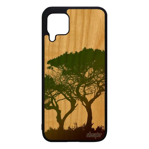 Coque Huawei P40 Lite En Bois Et Silicone Arbres Ecolo De Protection Rigide Dessin Marron Zen Ecologie Telephone Branche Peinture
