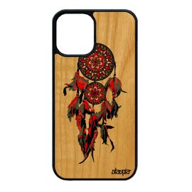 Coque Pour Iphone 12 Mini En Bois Silicone Attrape Reve Personnalisé Indien Bumper Ethnique Maya Capteur De Plume Rouge Tattoo