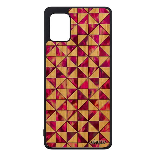 Coque En Bois Samsung Galaxy A31 Et Silicone Design Carreau Marbre Fond Artisanat Caoutchouc De Protection Rose Texture Motif Bumper