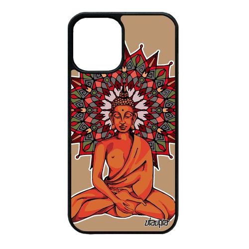 Coque Rigide Iphone 12 Mini En Silicone Bouddha Rosace Nepal Telephone Mandala Cadeau De Noel Pas Cher Etui Yoga D'or Femme