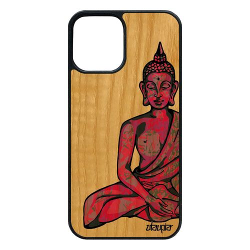 Coque Silicone Bouddha Telephone Pour Iphone 12 / 12 Pro En Bois Veritable Pas Cher Rose Cadeau D'anniversaire Soleil Image De