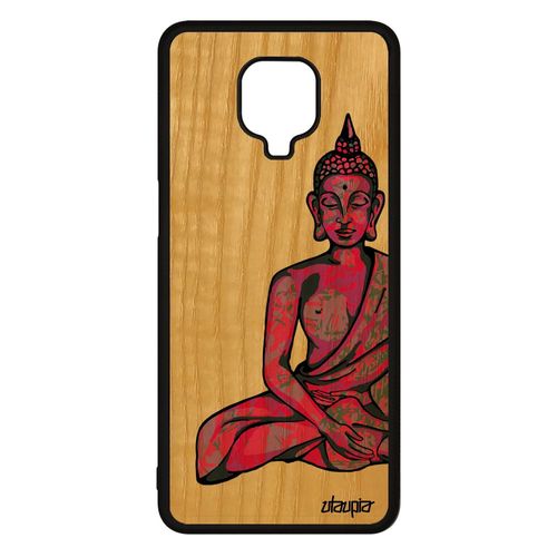 Coque Bois Bouddha Xiaomi Redmi Note 9s Silicone Cadeau D'anniversaire Tibet Soleil Rose Graphique Housse Portable Hindou Zen Assis