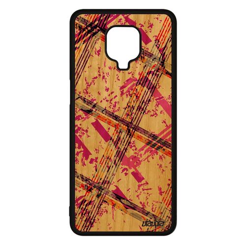 Coque Carreau Tartan Xiaomi Redmi Note 9s Bois Silicone Mobile Motif Coloré Ecossais Artisanat Housse Rose Texture Etui Geometrie De