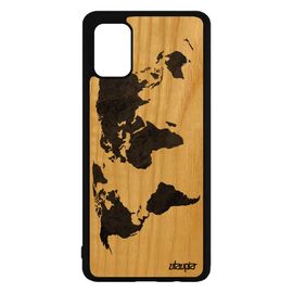 Coque Pour Samsung Galaxy A71 En Bois Silicone Carte Monde Texture Globe Planete Gris Antichoc Motif Pays Design Atlas 4g Telephone