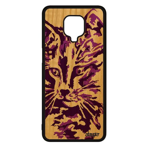 Coque Xiaomi Redmi Note 9 Pro Bois Silicone Chat Couleur Petit Rose Felin Etui Chaton Fille Art Peinture Bumper Telephone Mobile De