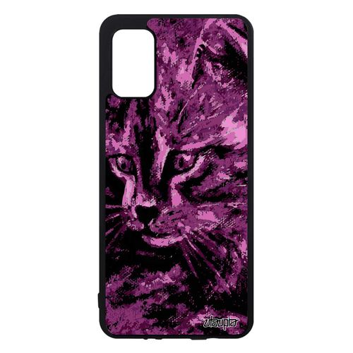 Coque Samsung Galaxy A41 Silicone Chat Mignon Fantaisie Dessin Moustache Etui Rose Chaton Caoutchouc Case Smartphone Peinture Huile